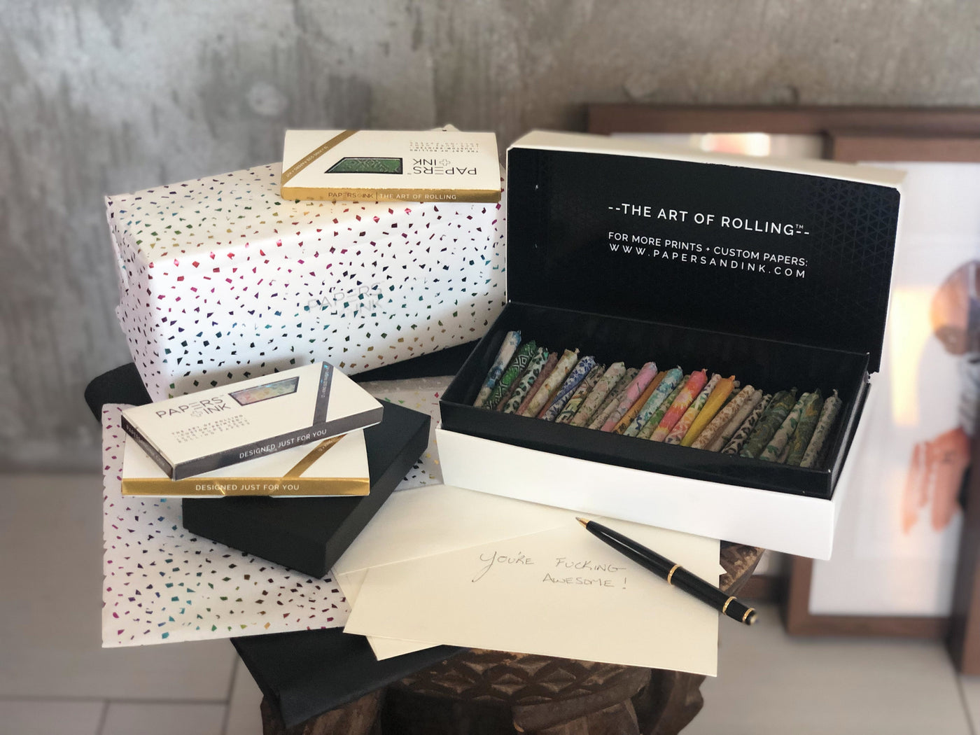 Best gift ever for your smoking friends who partake. Bundle any assortment of Papers and Ink products such as our premium hemp rolling papers kits and we'll include them in a beautiful limited edition package.